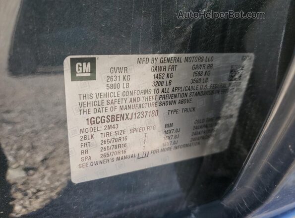 1GCGSBENXJ1237180 2018 CHEVROLET COLORADO Черный 