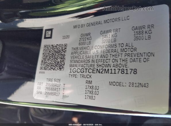 1GCGTCEN2M1178178 2021 CHEVROLET COLORADO Black ძრავის განყოფილების ხედი