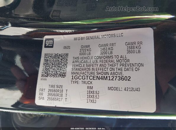 1GCGTCEN4M1273602 2021 CHEVROLET COLORADO Black Vista del compartimento del motor