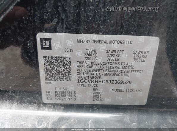 1GCVKREC6JZ369529 2018 CHEVROLET SILVERADO Black 