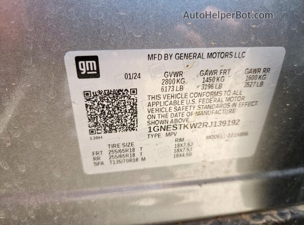 1GNESTKW2RJ139192 2024 CHEVROLET TRAVERSE Silver 