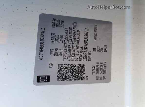 1GNETZKW5RJ136707 2024 CHEVROLET TRAVERSE White 