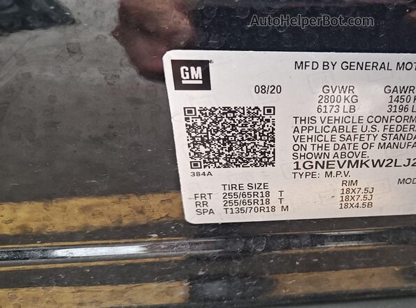 1GNEVMKW2LJ295995 2020 CHEVROLET TRAVERSE  