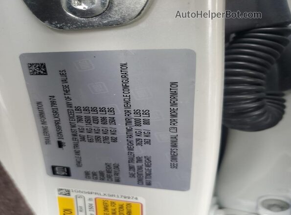 1GNS6PRLXSR179974 2025 CHEVROLET TAHOE White 
