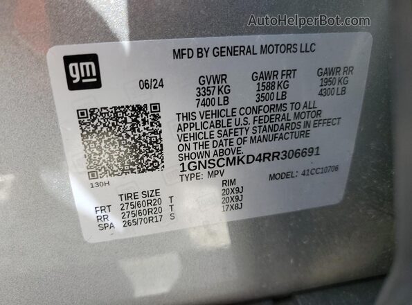 1GNSCMKD4RR306691 2024 CHEVROLET TAHOE Gray 