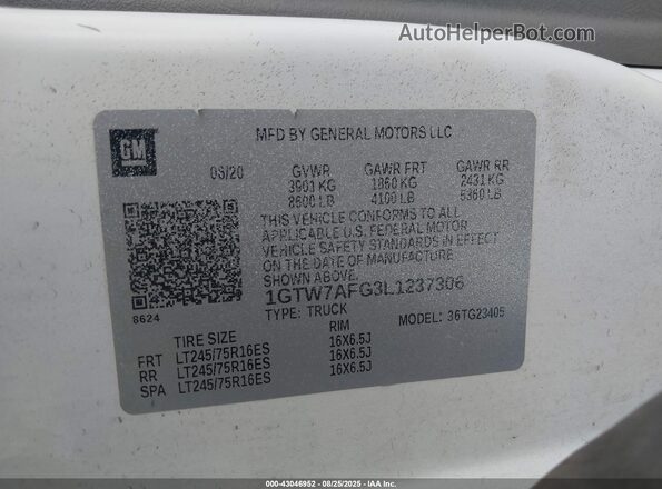 1GTW7AFG3L1237306 2020 GMC SAVANA CARGO White Вид підкапотного простору