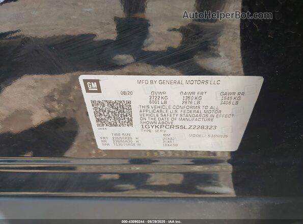 1GYKPCRS5LZ228323 2020 CADILLAC OTHER Black ძრავის განყოფილების ხედი