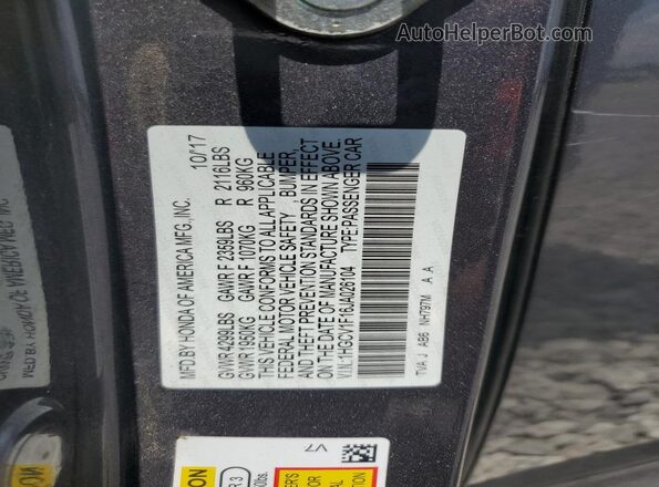 1HGCV1F16JA026104 2018 HONDA ACCORD Charcoal 