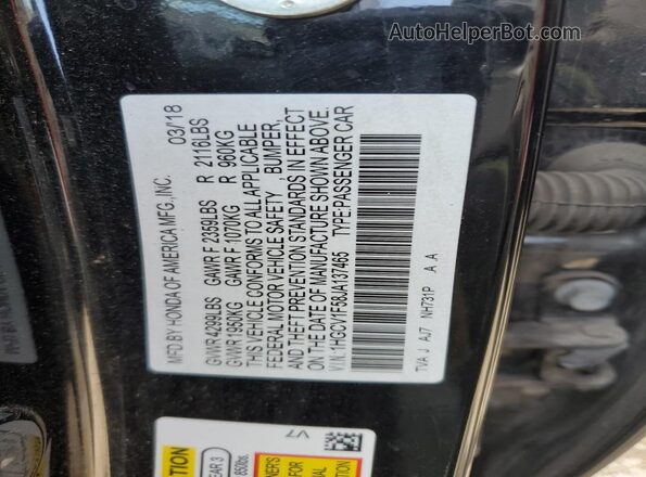 1HGCV1F58JA137465 2018 HONDA ACCORD Black 