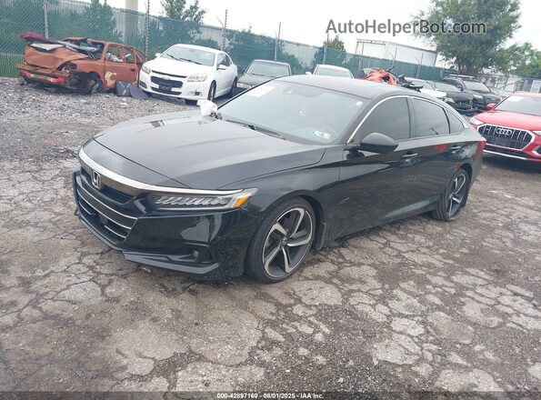1HGCV2F37MA009159 2021 HONDA ACCORD Черный Передняя левая четверть