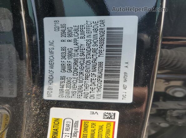 1HGCV2F96JA023666 2018 HONDA ACCORD Black 