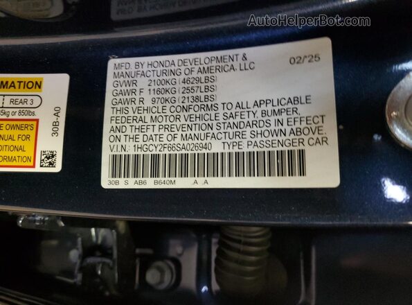 1HGCY2F66SA026940 2025 HONDA ACCORD Blue 