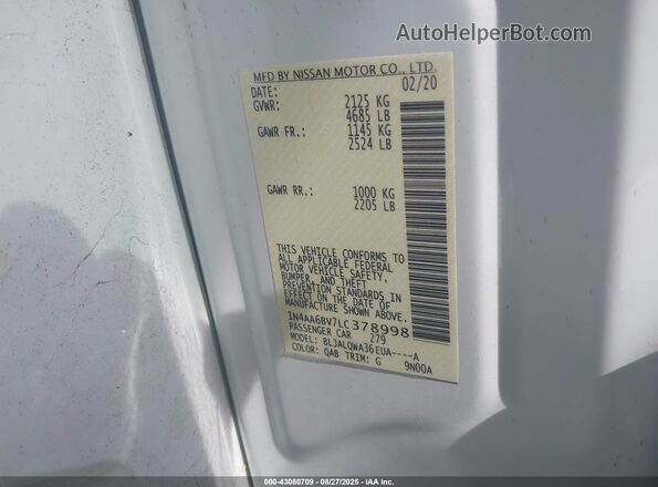 1N4AA6BV7LC378998 2020 NISSAN MAXIMA White Вид підкапотного простору