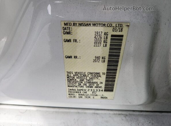 1N4AL3AP0JC231334 2018 NISSAN ALTIMA White 