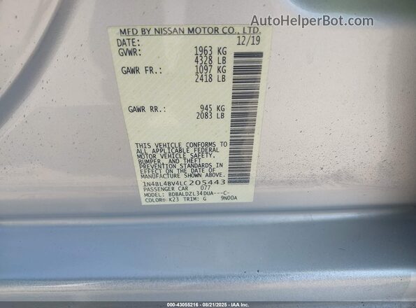 1N4BL4BV4LC205443 2020 NISSAN ALTIMA Silver 