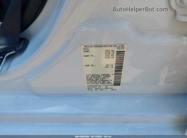 1N4BL4CV3LC222510 2020 NISSAN ALTIMA Белый Вид подкапотного пространства