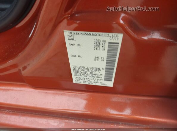 1N4BL4CV4LC122626 2020 NISSAN ALTIMA Оранжевый Вид подкапотного пространства