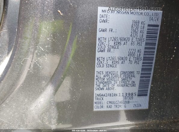 1N6AA1FB1RN113985 2024 NISSAN TITAN XD Gray Widok komory silnika