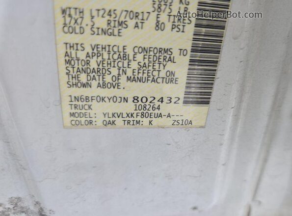 1N6BF0KY0JN802432 2018 NISSAN NV CARGO NV2500 HD Белый Панорамный вид салона 360°