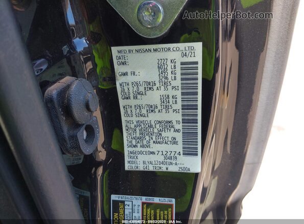1N6ED0CE0MN712774 2021 NISSAN FRONTIER Черный Вид подкапотного пространства