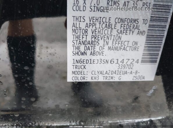 1N6ED1EJ3SN614724 2025 NISSAN FRONTIER Black Widok komory silnika