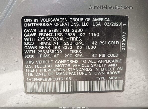 1V2FMPE88PC015195 2023 VOLKSWAGEN ID.4 Silver Widok komory silnika