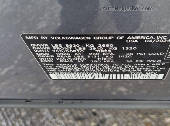 1V2HR2CA2RC576563 2024 VOLKSWAGEN ATLAS  