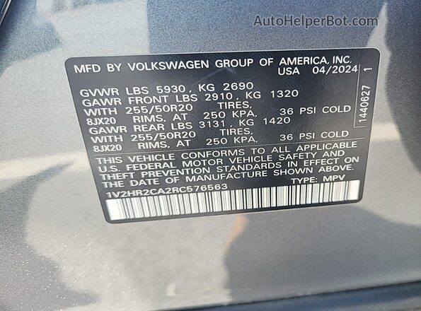 1V2HR2CA2RC576563 2024 VOLKSWAGEN ATLAS  