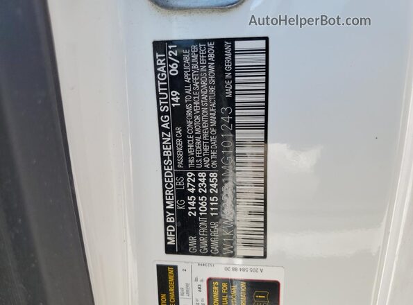 W1KWK8DB1MG101243 2021 MERCEDES-BENZ C White 
