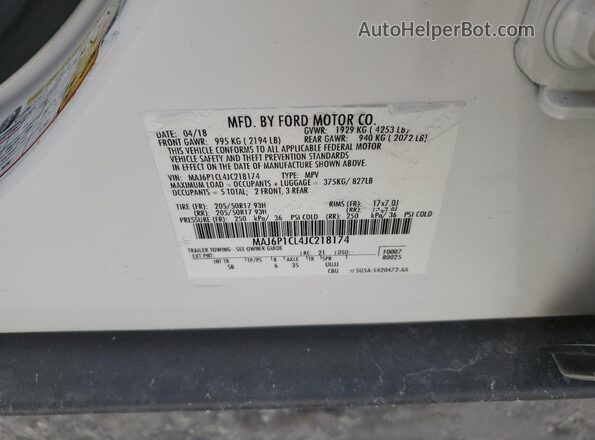 MAJ6P1CL4JC218174 2018 FORD ECOSPORT White 