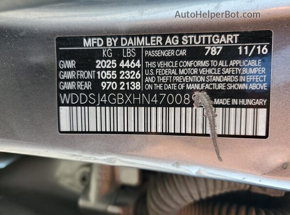 WDDSJ4GBXHN470089 2017 MERCEDES-BENZ CLA-CLASS Gray 