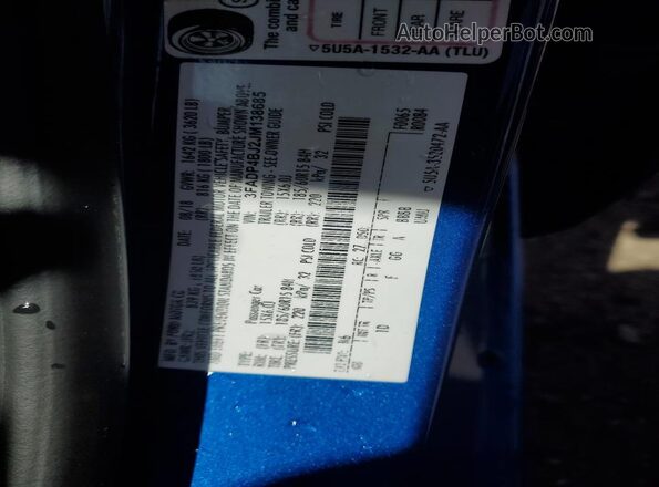 3FADP4BJ2JM138685 2018 FORD FIESTA Blue 