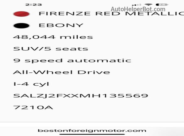 SALZJ2FXXMH135XXX 2021 LAND ROVER RANGE ROVER Red 