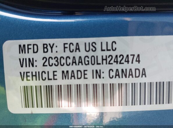 2C3CCAAG0LH242474 2020 CHRYSLER 300 Blue 