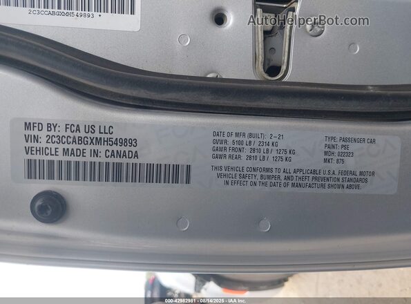 2C3CCABGXMH549893 2021 CHRYSLER 300 Серебряный Вид подкапотного пространства