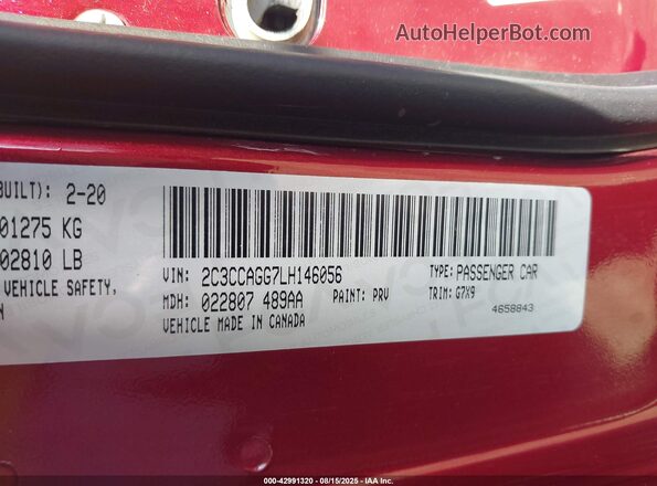 2C3CCAGG7LH146056 2020 CHRYSLER 300 Red Vista del compartimento del motor