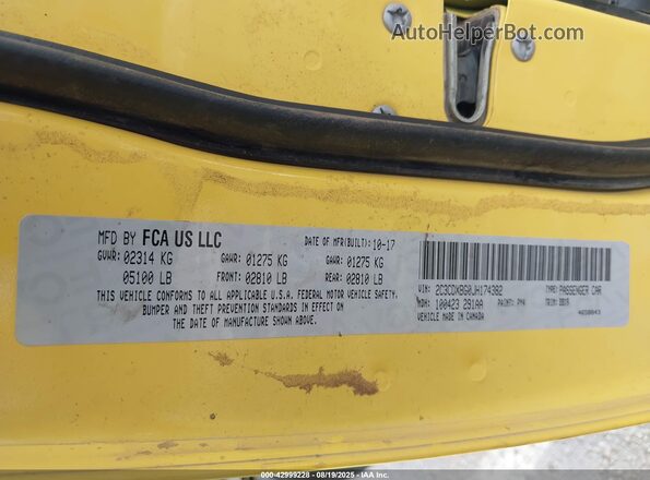 2C3CDXBG0JH174382 2018 DODGE CHARGER Желтый Вид подкапотного пространства