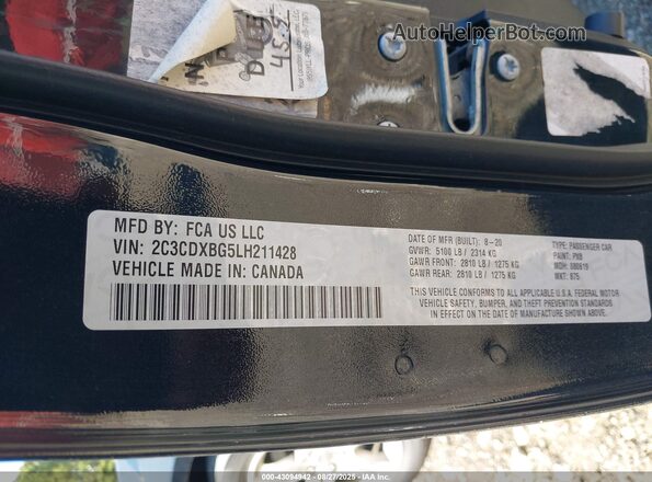 2C3CDXBG5LH211428 2020 DODGE CHARGER Черный Вид подкапотного пространства