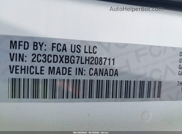 2C3CDXBG7LH208711 2020 DODGE CHARGER Белый Вид подкапотного пространства