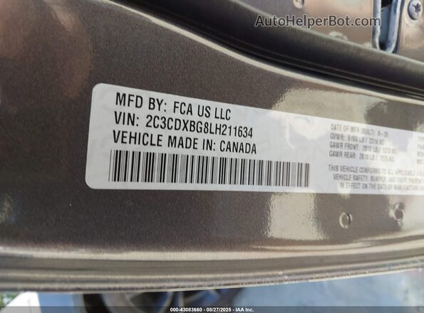 2C3CDXBG8LH211634 2020 DODGE CHARGER Gray ძრავის განყოფილების ხედი
