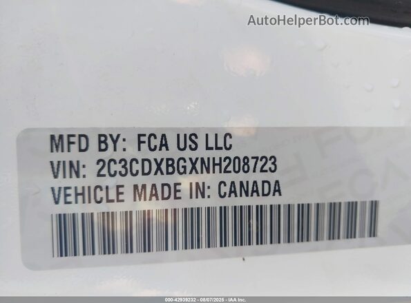 2C3CDXBGXNH208723 2022 DODGE CHARGER White Вид підкапотного простору