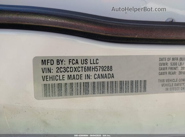 2C3CDXCT6MH579288 2021 DODGE CHARGER White Engine compartment view