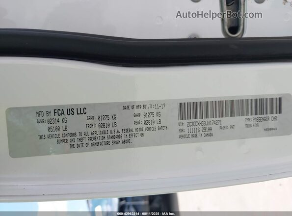 2C3CDXHG3JH174271 2018 DODGE CHARGER Белый 