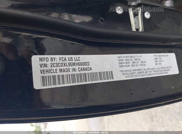 2C3CDXL95MH660822 2021 DODGE CHARGER Black Vista del compartimento del motor