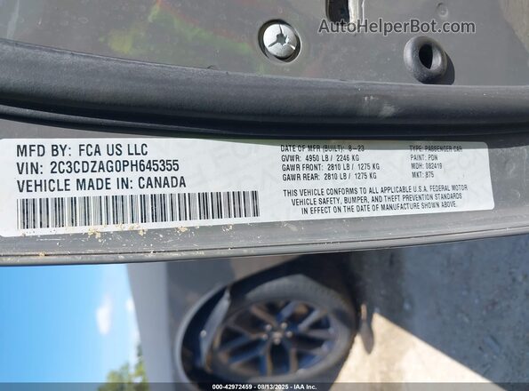 2C3CDZAG0PH645355 2023 DODGE CHALLENGER Gray 