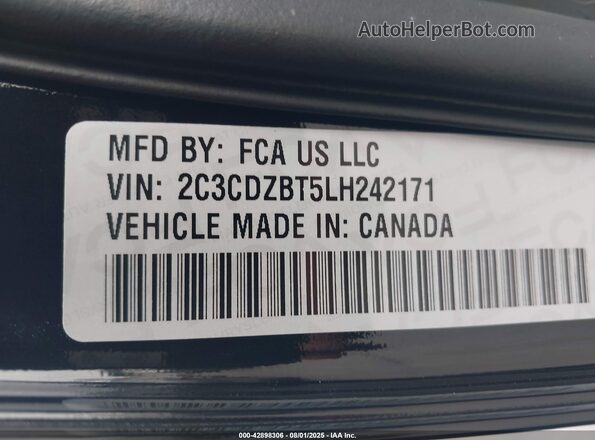 2C3CDZBT5LH242171 2020 DODGE CHALLENGER Black 