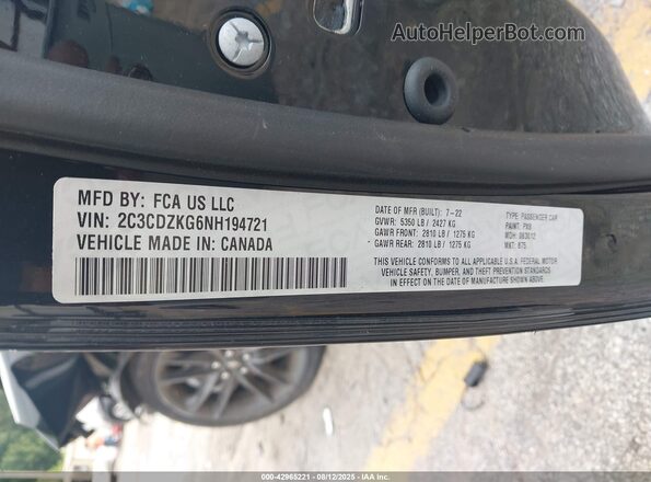 2C3CDZKG6NH194721 2022 DODGE CHALLENGER Black Widok komory silnika