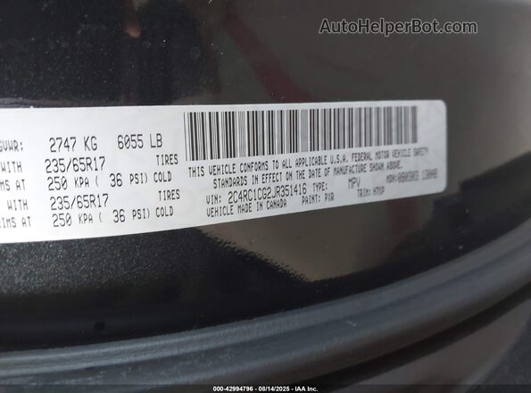 2C4RC1CG2JR351416 2018 CHRYSLER PACIFICA Black 
