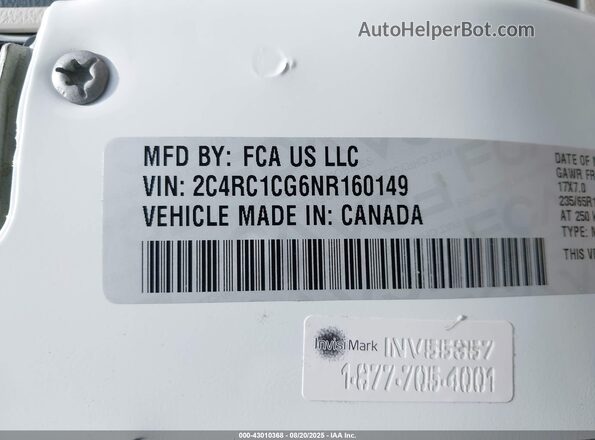 2C4RC1CG6NR160149 2022 CHRYSLER VOYAGER White Շարժիչի բաժամունքի տեսք
