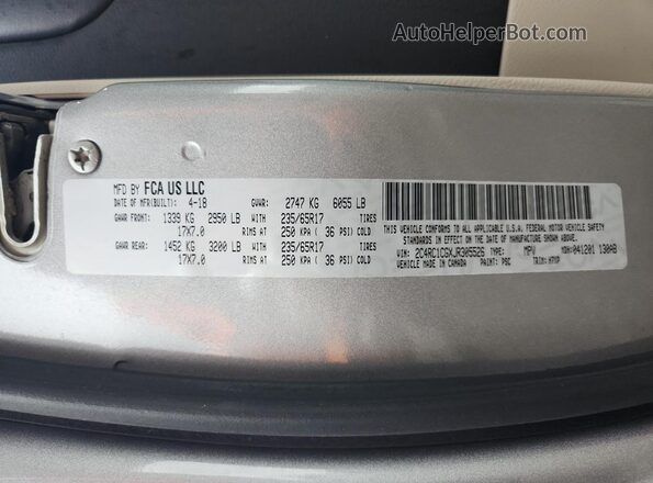 2C4RC1CGXJR305526 2018 CHRYSLER PACIFICA Серебряный 